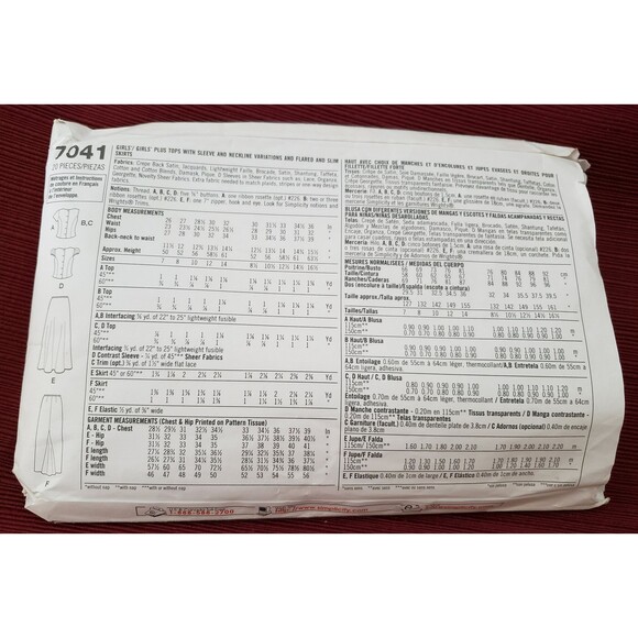 Sewing Pattern, Simplicity 7041, Girl, Plus, Formal, Top Skirt Size 7 8 10 12 14 - Picture 3 of 4